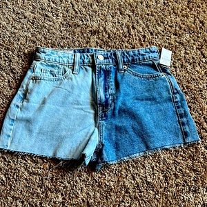 PROJECT GAP 2" Sky High Rise Two-Tone Denim Festival Shorts with Washwell